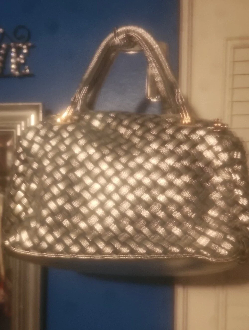 Blue and Silver Embellished Women's Satchel